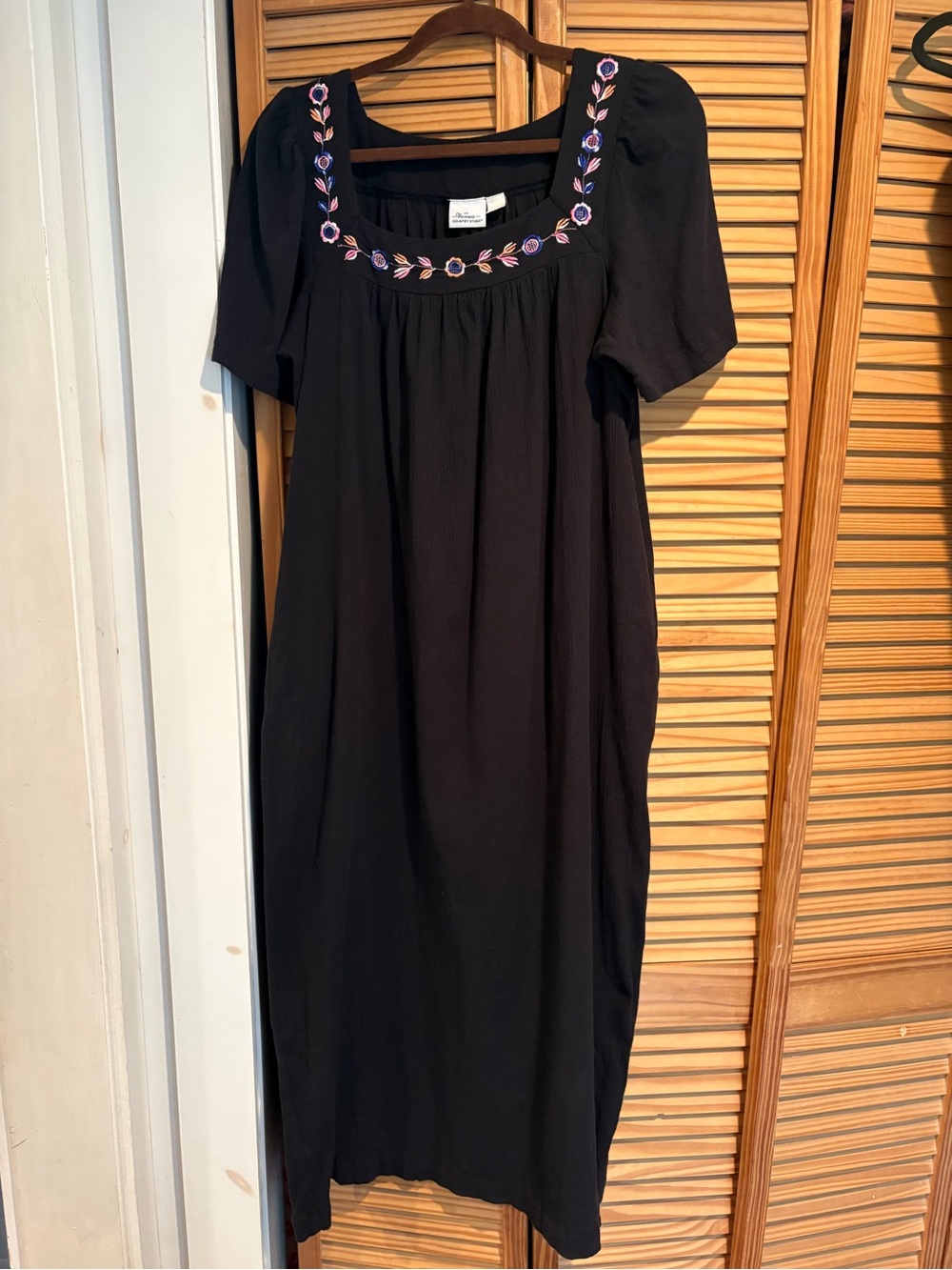 Vermont Country Store MuuMuu Dress Embroidered Square Neck Cottagecore Small